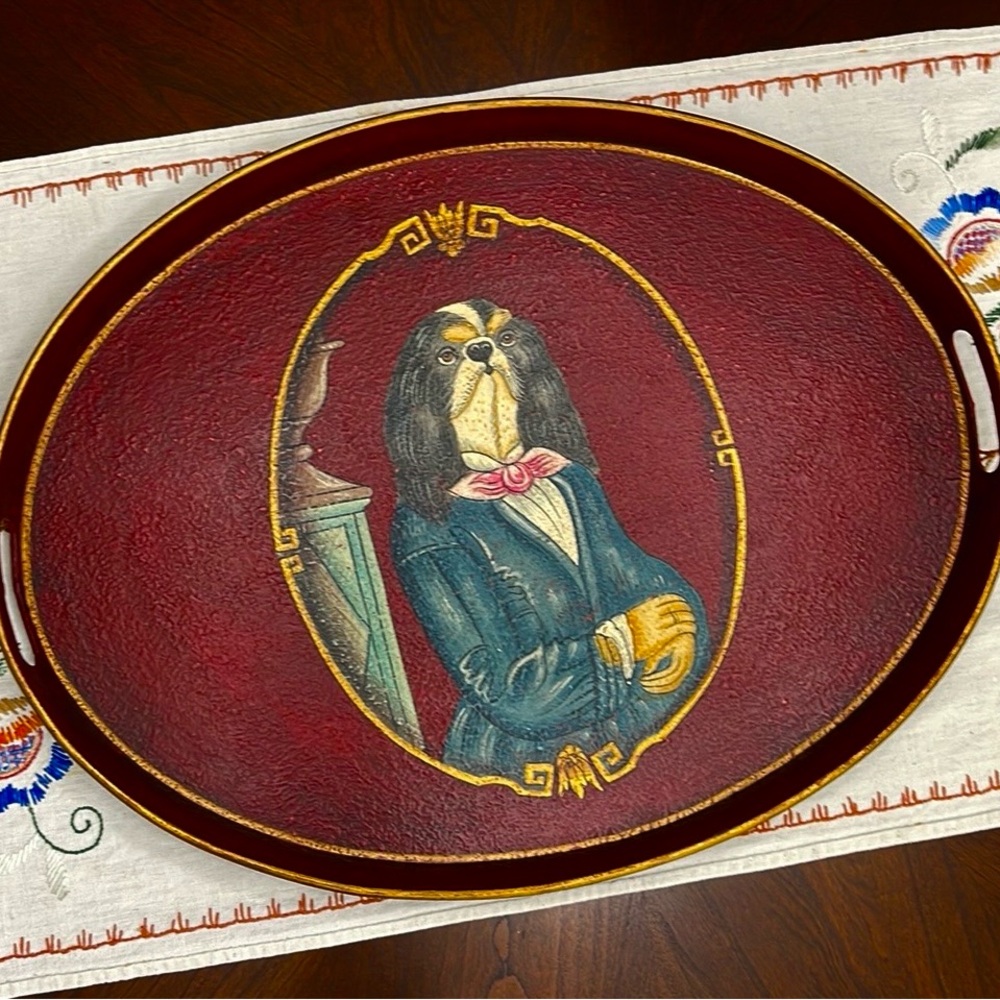 Carafina handmade in India tray of Toy Spaniel